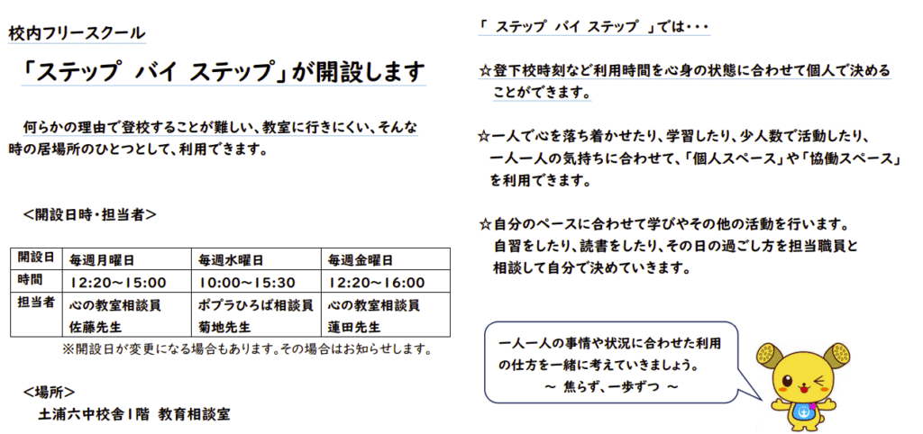 フリースクール 土浦市 土浦第六中学校 校内フリースクール
