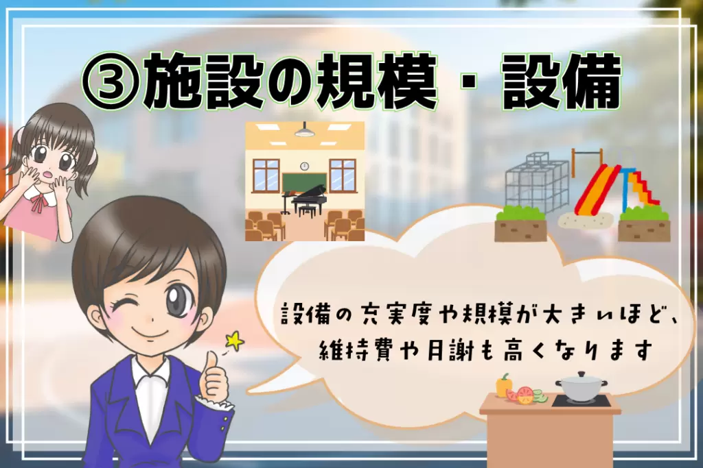 フリースクール費用　施設の規模・設備