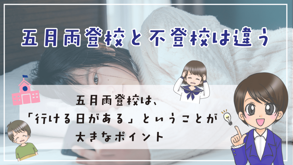 五月雨登校　不登校　違い　生き渋り　別室登校　見分け方