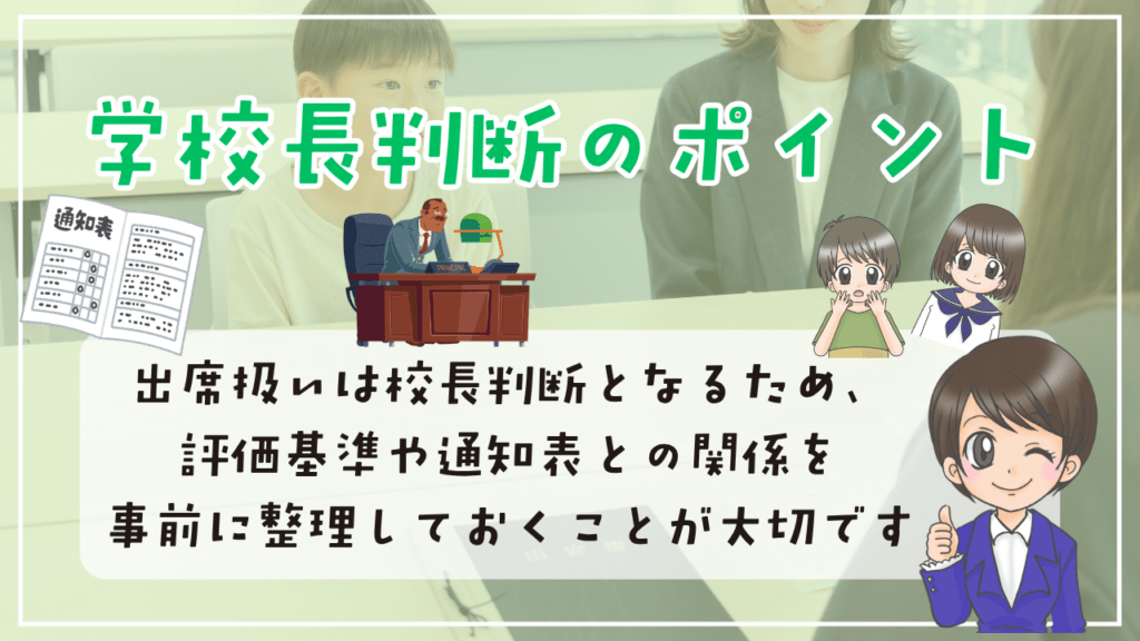 教育支援センター 学長判断ポイント 通知表 記録 成績の扱い